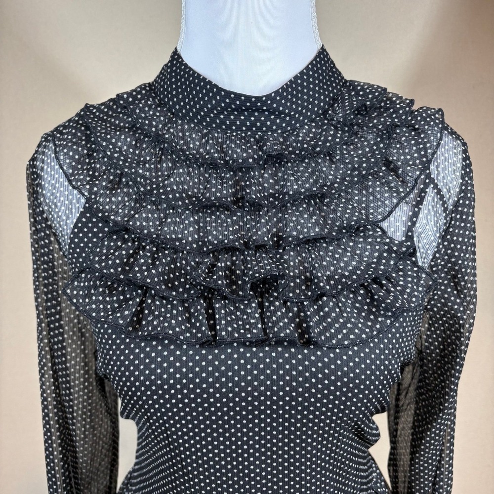 NWT Who What Wear Dress S Blk Sheer Polka Dot Vamp Dark Romance Tweeβ Whimsigoth